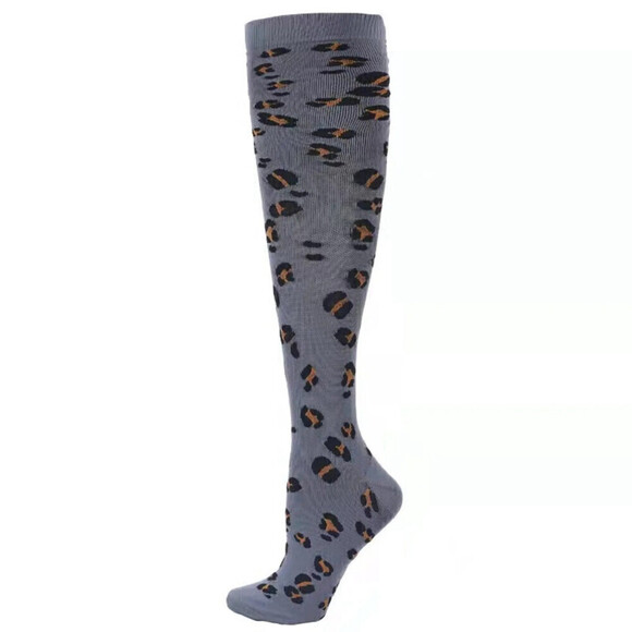 Knee High Socks With Leopard Spots In Gray Size S/M - Picture 1 of 11